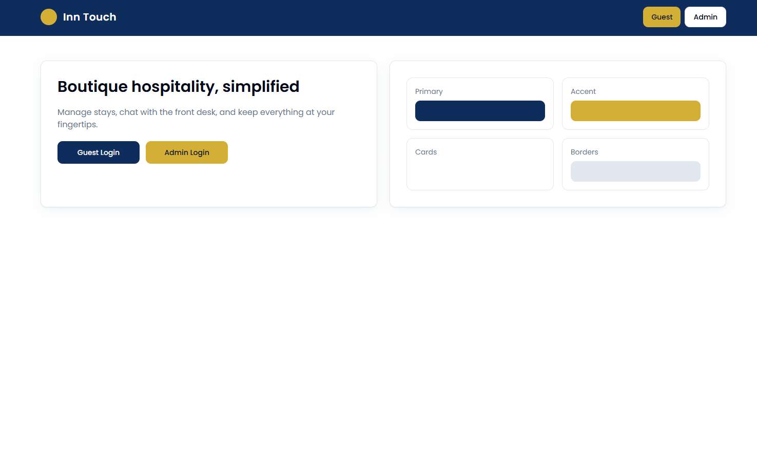 Inn Touch hospitality prototype preview