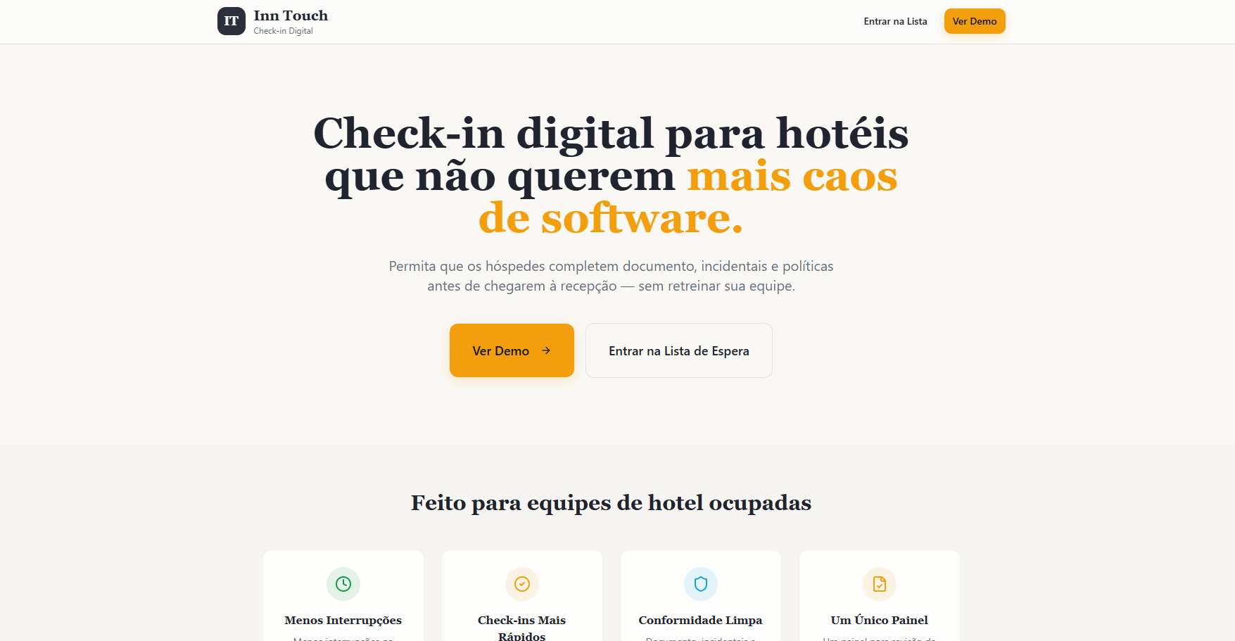 Inn Touch digital check-in demo preview