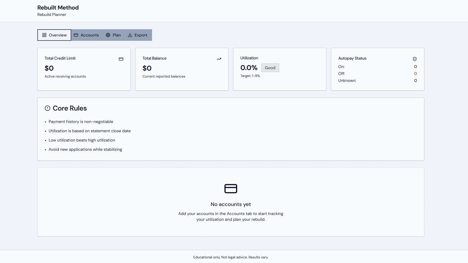 Credit Rebuild Planner preview